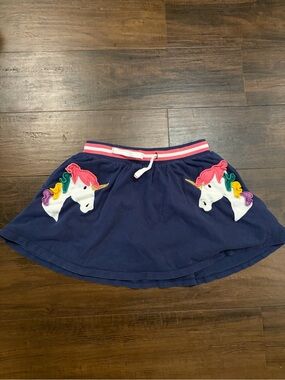 Mini Boden Unicorn Skort Girls Navy Blue Applique Cotton Play Skirt